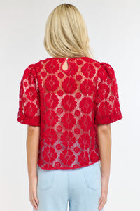 365 DAYS: IVY EMBROIDERED TOP - RED