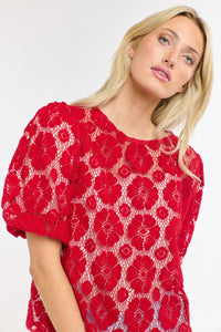 365 DAYS: IVY EMBROIDERED TOP - RED