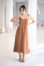 Load image into Gallery viewer, EADIE: FUNDAMENTAL LINEN MIDI DRESS - NUTMEG
