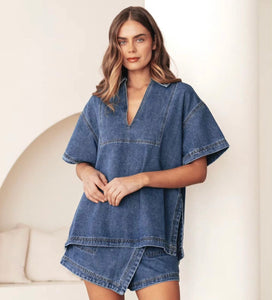 MOSS: LILLY TOP - DENIM SALE