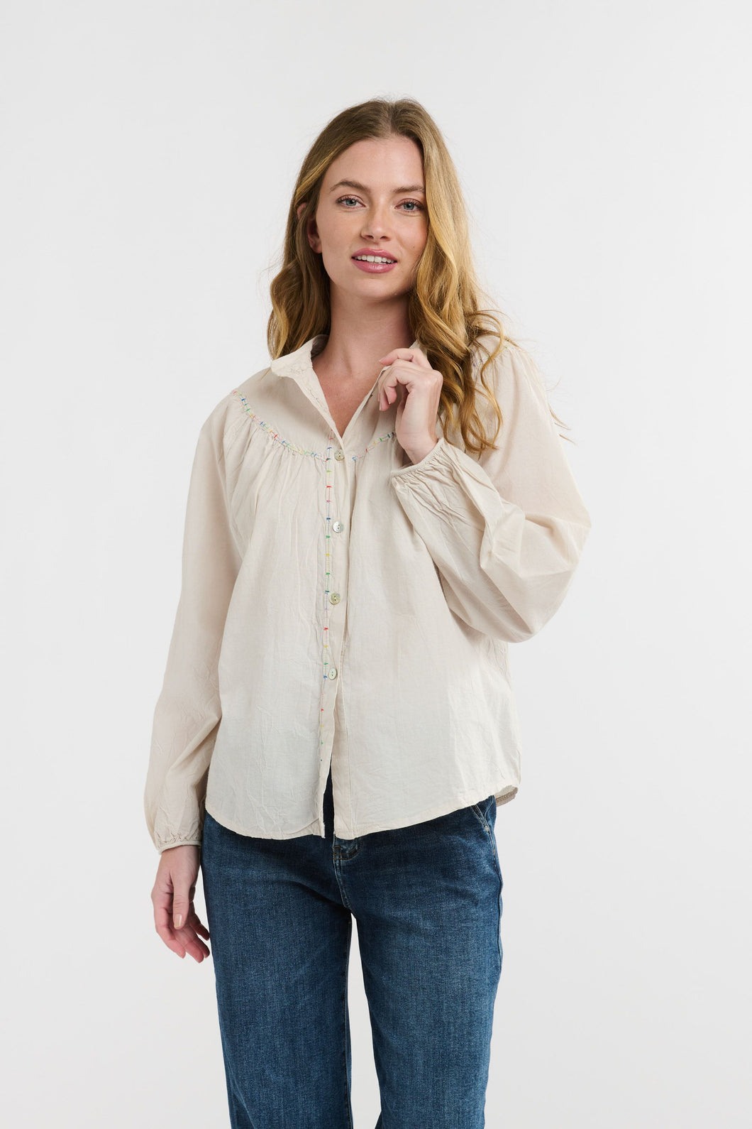 ITALIAN STAR: PLUME COTTON SHIRT - BEIGE