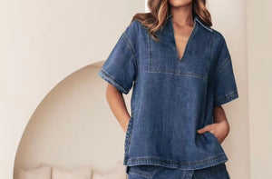 MOSS: LILLY TOP - DENIM SALE