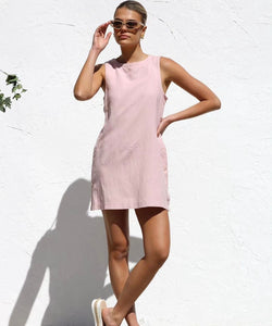 MOSS: BOBBY SHIFT DRESS- BABY PINK