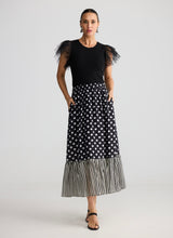Load image into Gallery viewer, BRAVE &amp; TRUE: ELLODY MIDI SKIRT - SPOT STRIPE
