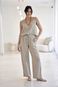 EADIE:WIDE LEG PANT - NATURAL