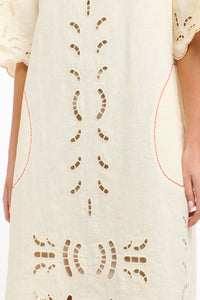 365 DAYS: ANNIE EMBROIDERED DRESS - ANTIQUE CREAM