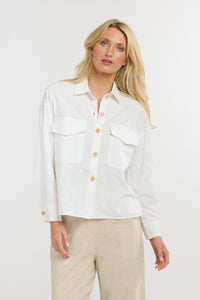 365 DAYS: MAVERICK LINEN SHIRT - WHITE/PINK