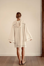 Load image into Gallery viewer, EADIE: EMPIRE STATEMENT MINI: WHITE WITH BLACK PIPING
