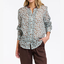 Load image into Gallery viewer, 365 DAYS: SUNDAY SPOT BLOUSE - BLUE/CHOCOLATE
