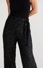 Load image into Gallery viewer, BRAVE &amp; TRUE: MAE WRAP PANT - BLACK SEQUIN
