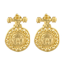 Load image into Gallery viewer, CLEOPATRAS BLING: GORGONEION AKRITIS EARRINGS - 18K GOLD PLATED

