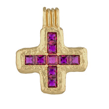 Load image into Gallery viewer, CLEOPATRAS BLING: DASHORST PENDANT NECKLACE WITH MAGENTA ZIRCON - 18K GOLD PLATED
