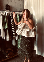 Load image into Gallery viewer, URBAN LUXURY: FRINGE AFFAIR SKIRT - KHAKI
