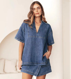 MOSS: LILLY TOP - DENIM SALE