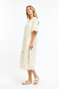 365 DAYS: ANNIE EMBROIDERED DRESS - ANTIQUE CREAM
