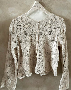 MOSS: ELIZA CROCHET CARDIGAN- NATURAL