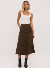 Load image into Gallery viewer, MOSS GROTTO: FLORENCE FAUX SUEDE SKIRT - CHOCOLATE
