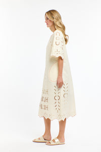365 DAYS: ANNIE EMBROIDERED DRESS - ANTIQUE CREAM