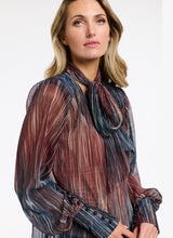 Load image into Gallery viewer, 365 DAYS: VIOLETTE PUSSY BOW TOP - STAR GAZING NAVY/BURGANDY
