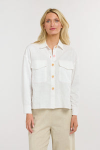 365 DAYS: MAVERICK LINEN SHIRT - WHITE/PINK