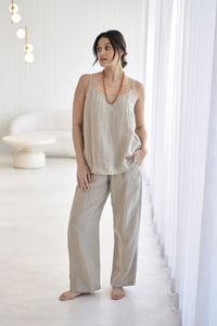 EADIE:WIDE LEG PANT - NATURAL