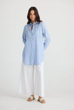 Load image into Gallery viewer, BRAVE &amp; TRUE: AVA SHIRT - BLUE PINSTRIPE
