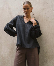Load image into Gallery viewer, MOSS : BROOKLYN  LINEN SHIRT - BLACK SALE ITEM
