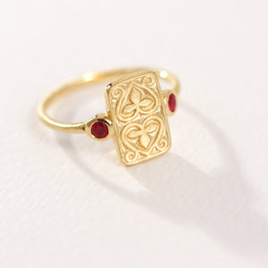 TEMPLE OF THE SUN: RUBY SEAL RING - GOLD VERMEIL