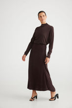Load image into Gallery viewer, BRAVE &amp; TRUE: DOMENICA KNIT SKIRT - DARK COCOA- SALE ITEM
