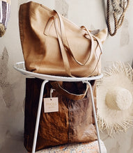 Load image into Gallery viewer, NEPAL LEATHER TOTE: TAN
