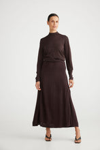 Load image into Gallery viewer, BRAVE &amp; TRUE: DOMENICA KNIT SKIRT - DARK COCOA- SALE ITEM
