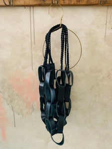 MOSS GROTTO: BLACK LEATHER LOOP NECKLACE