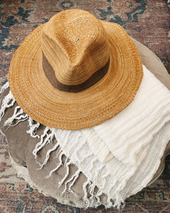 RUSTIC LINEN: VACAY SCARF - IVORY WITH FRINGE